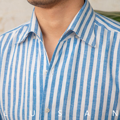 Chemise Rayée en Lin – Élégance Décontractée